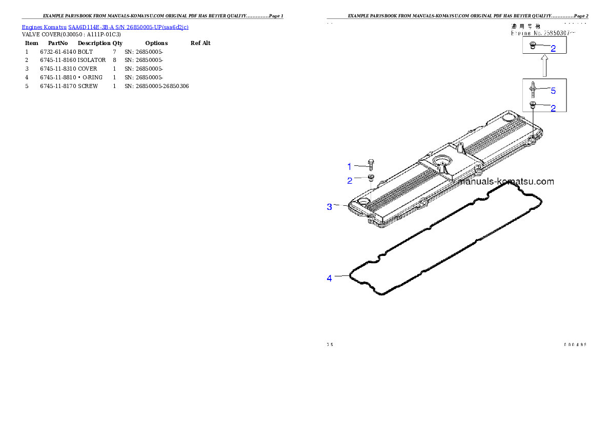 Protected: SAA6D114E-3B-A S/N 26850005-UP Partsbook