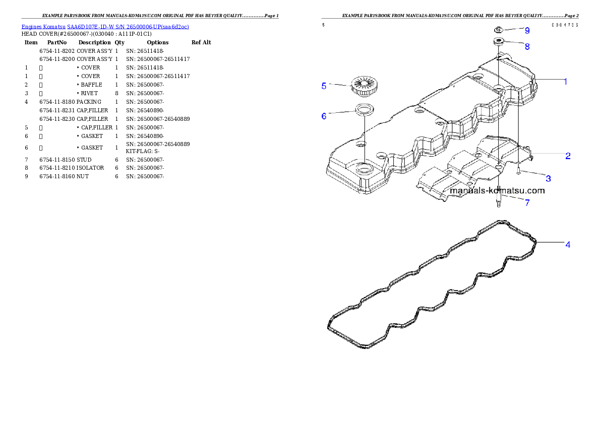 Protected: SAA6D107E-1D-W S/N 26500006-UP Partsbook