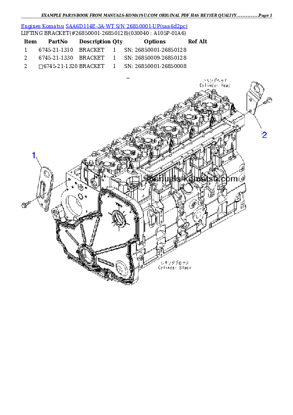 Protected: SAA6D114E-3A-WT S/N 26850001-UP Partsbook