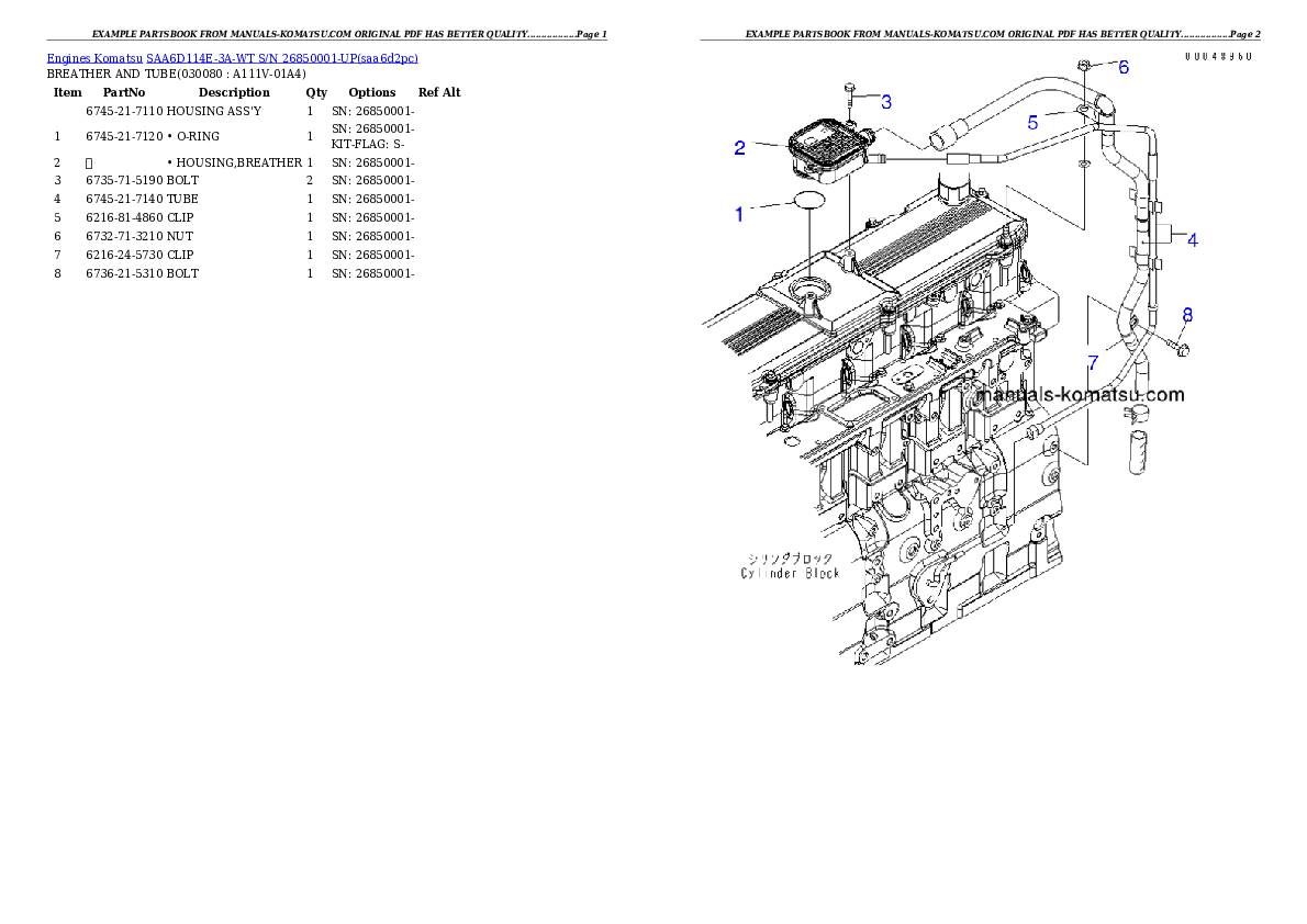 Protected: SAA6D114E-3A-WT S/N 26850001-UP Partsbook