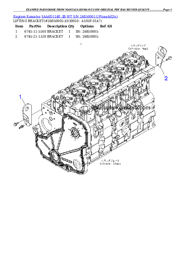 Protected: SAA6D114E-3B-WT S/N 26850001-UP Partsbook