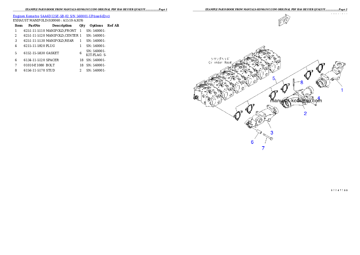 Protected: SAA6D125E-5B-02 S/N 560001-UP Partsbook