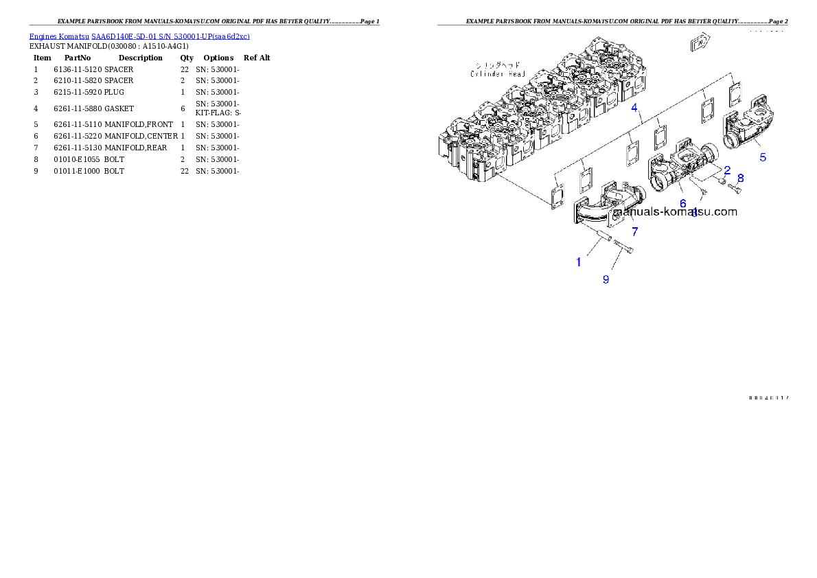 Protected: SAA6D140E-5D-01 S/N 530001-UP Partsbook