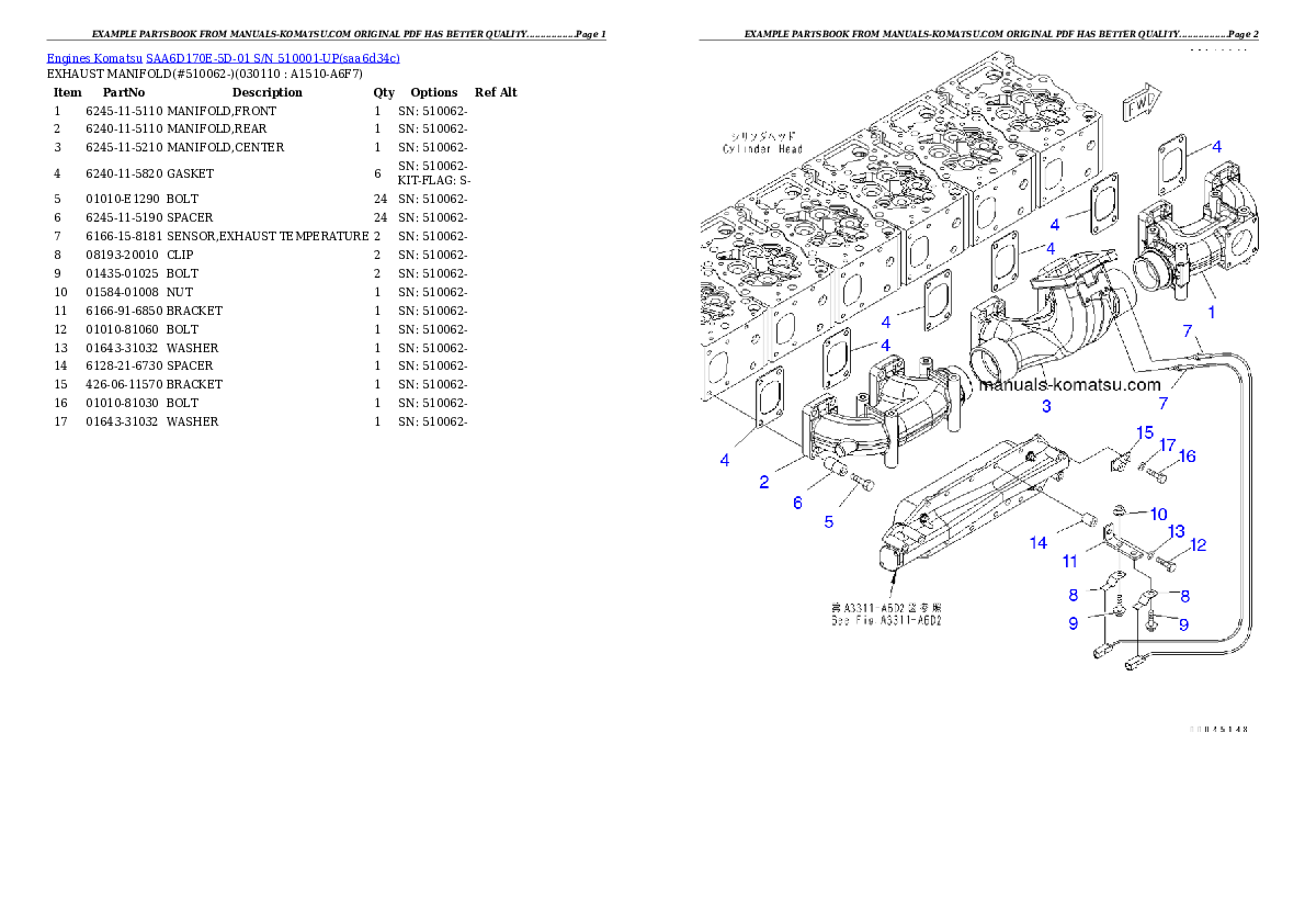 Protected: SAA6D170E-5D-01 S/N 510001-UP Partsbook