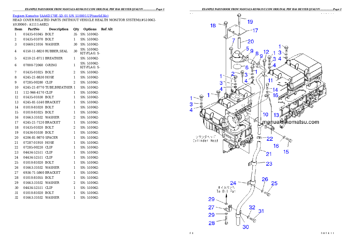 Protected: SAA6D170E-5D-01 S/N 510001-UP Partsbook