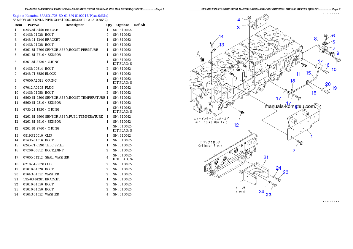 Protected: SAA6D170E-5D-01 S/N 510001-UP Partsbook