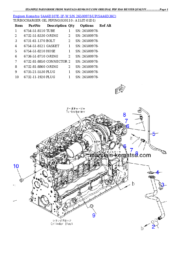 Protected: SAA6D107E-1F-W S/N 26500978-UP Partsbook