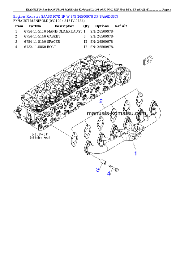 Protected: SAA6D107E-1F-W S/N 26500978-UP Partsbook