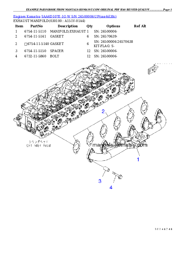 Protected: SAA6D107E-1G-W S/N 26500006-UP Partsbook