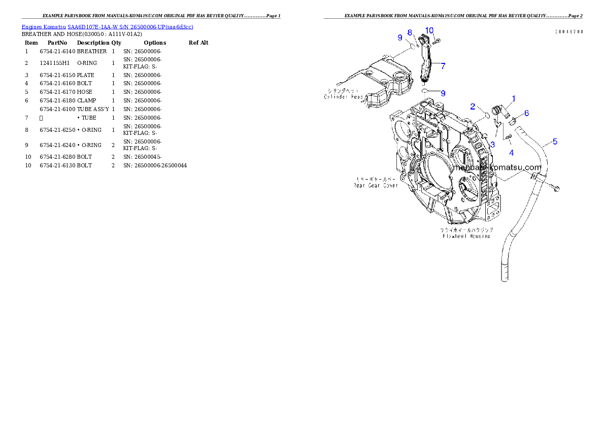 Protected: SAA6D107E-1AA-W S/N 26500006-UP Partsbook