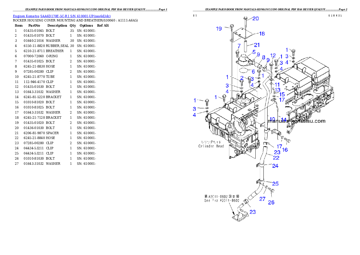 Protected: SAA6D170E-5C-R1 S/N 610001-UP Partsbook