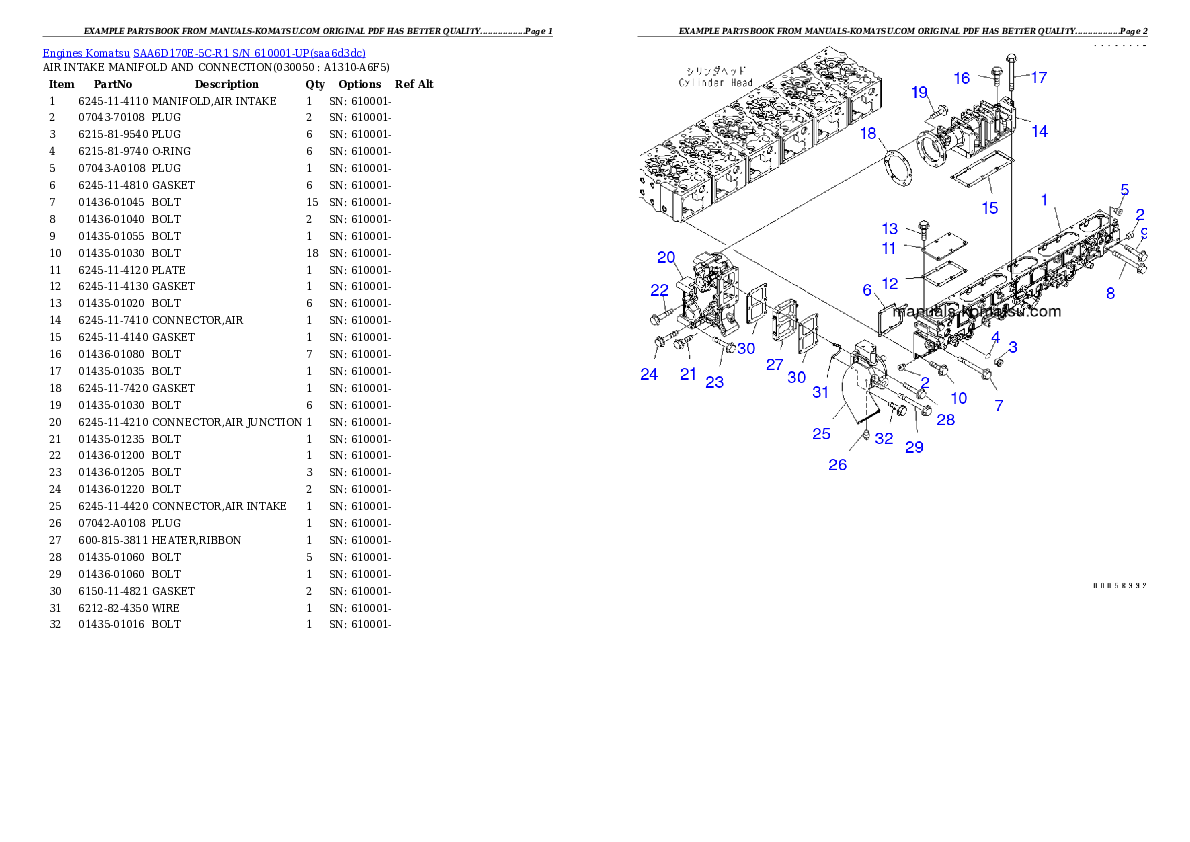 Protected: SAA6D170E-5C-R1 S/N 610001-UP Partsbook