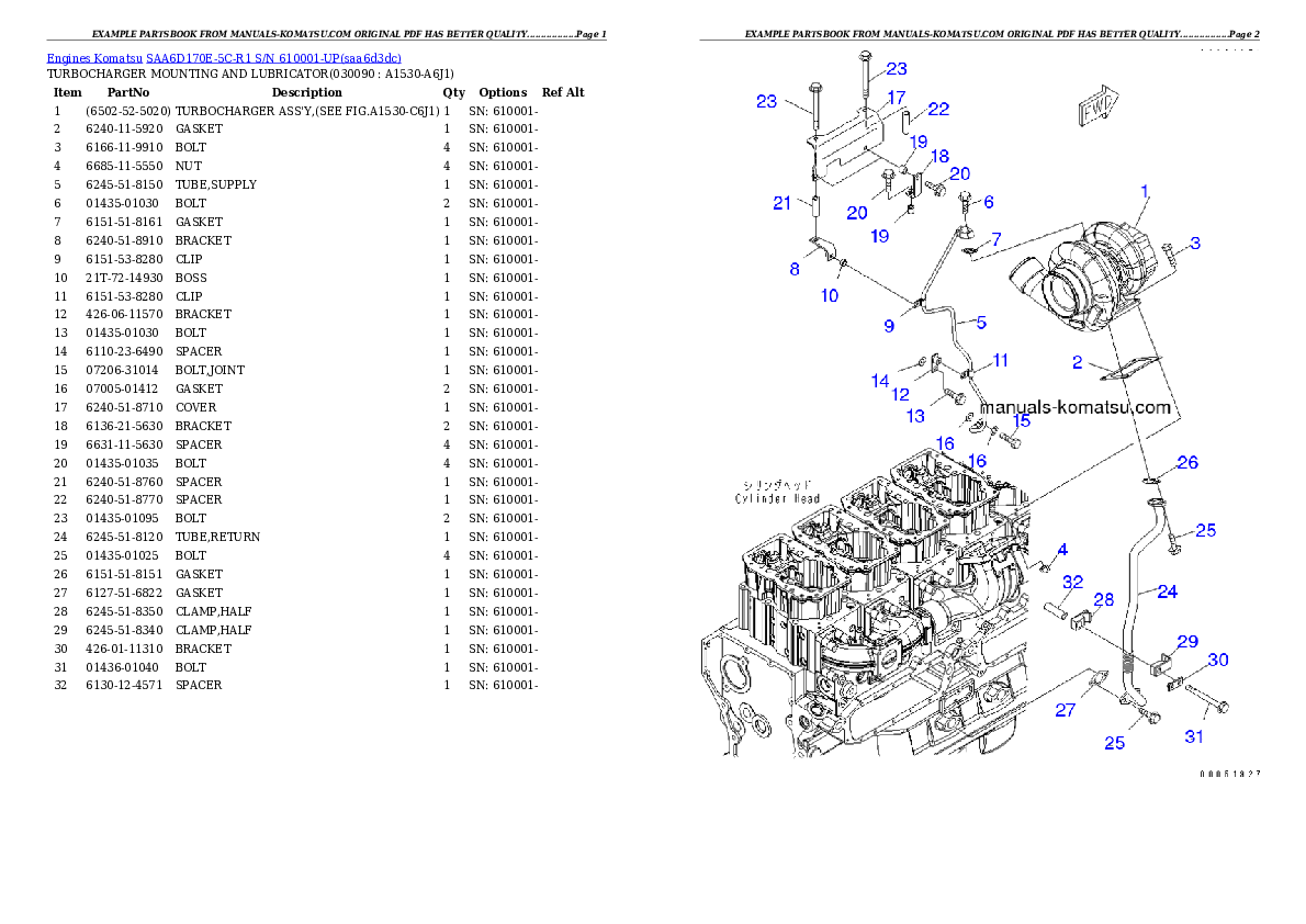 Protected: SAA6D170E-5C-R1 S/N 610001-UP Partsbook