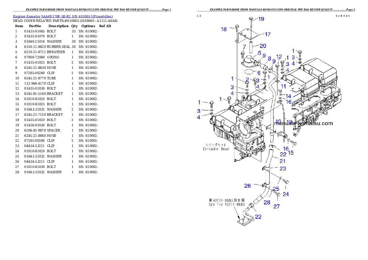 Protected: SAA6D170E-5B-R2 S/N 610001-UP Partsbook