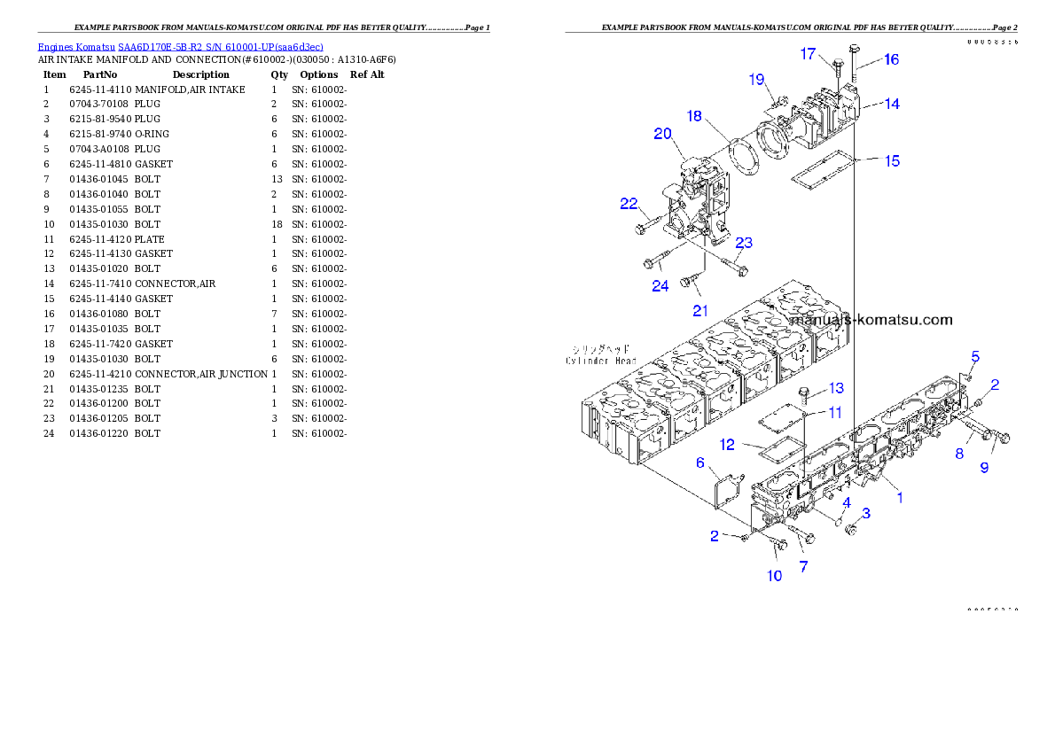Protected: SAA6D170E-5B-R2 S/N 610001-UP Partsbook