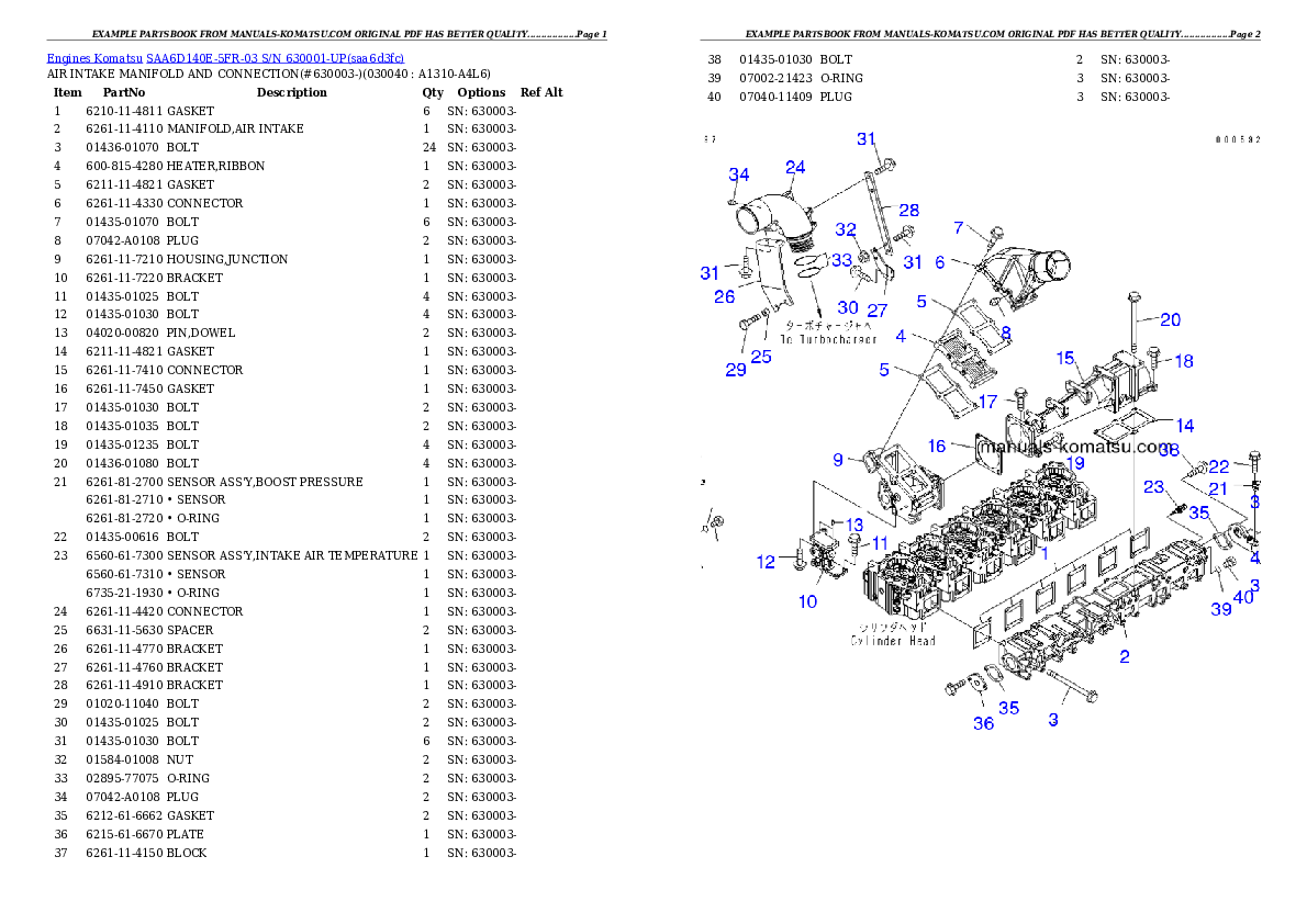 Protected: SAA6D140E-5FR-03 S/N 630001-UP Partsbook