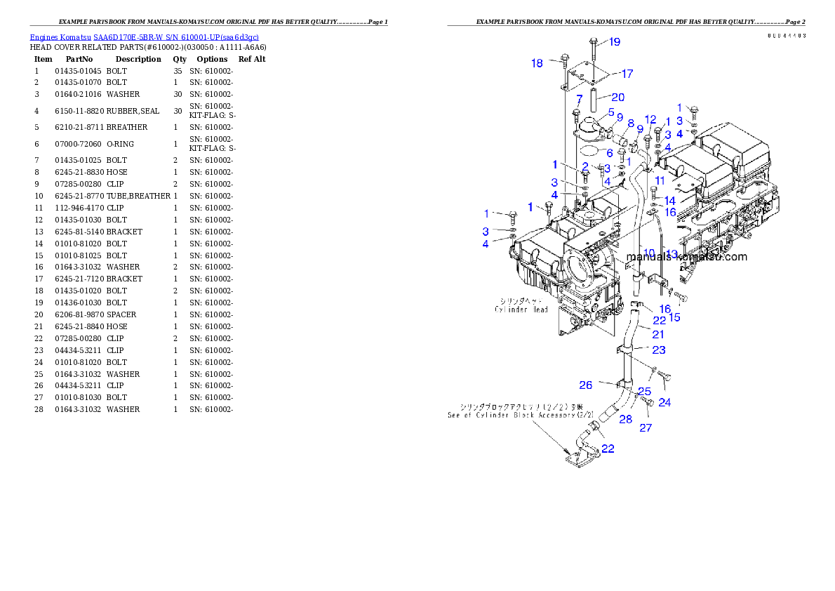 Protected: SAA6D170E-5BR-W S/N 610001-UP Partsbook