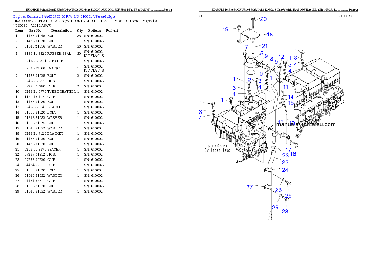 Protected: SAA6D170E-5BR-W S/N 610001-UP Partsbook