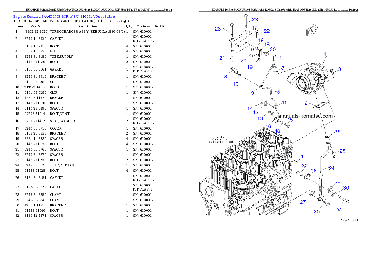 Protected: SAA6D170E-5CR-W S/N 610001-UP Partsbook