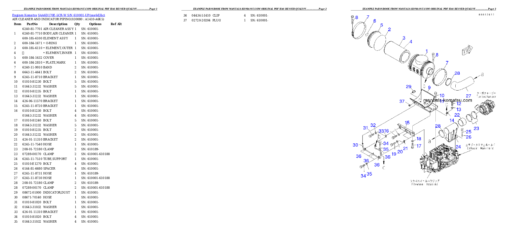 Protected: SAA6D170E-5CR-W S/N 610001-UP Partsbook
