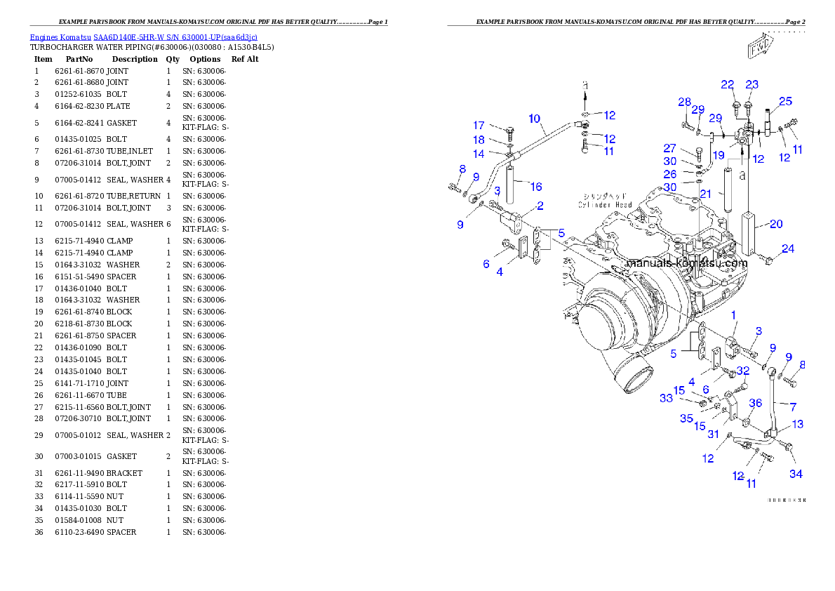 Protected: SAA6D140E-5HR-W S/N 630001-UP Partsbook