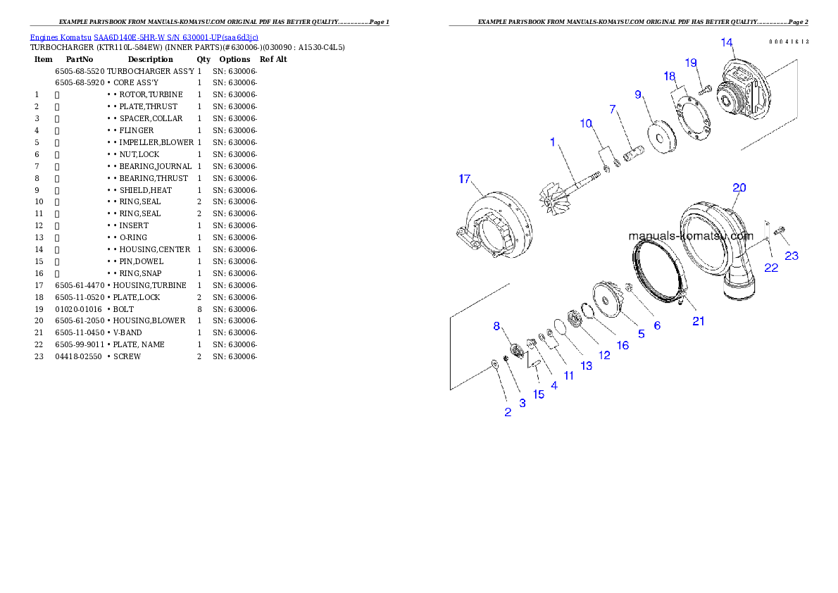 Protected: SAA6D140E-5HR-W S/N 630001-UP Partsbook