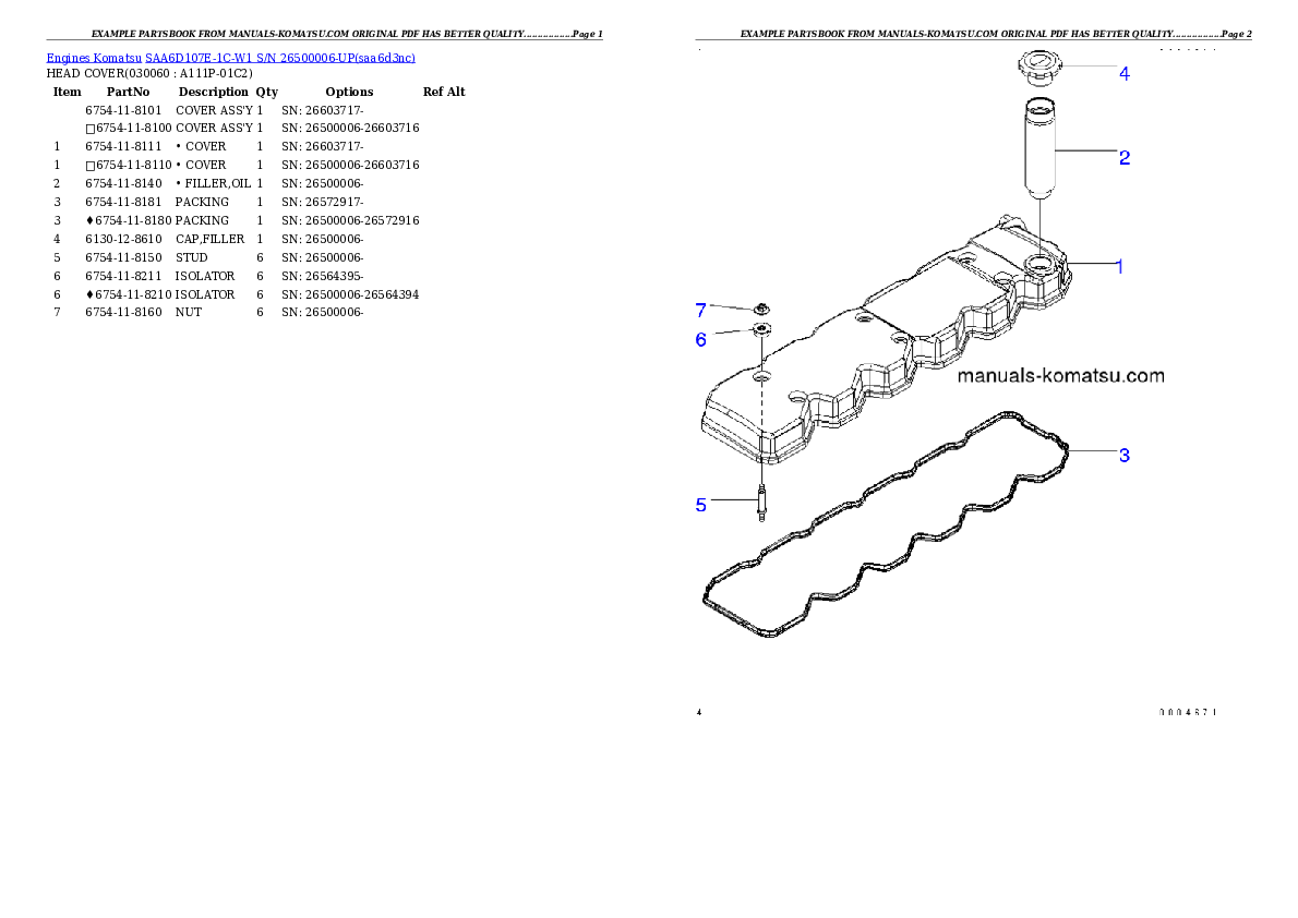 Protected: SAA6D107E-1C-W1 S/N 26500006-UP Partsbook