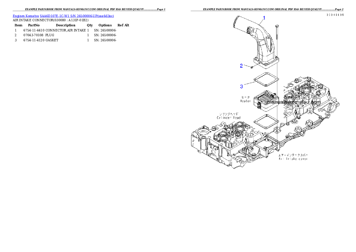 Protected: SAA6D107E-1C-W1 S/N 26500006-UP Partsbook