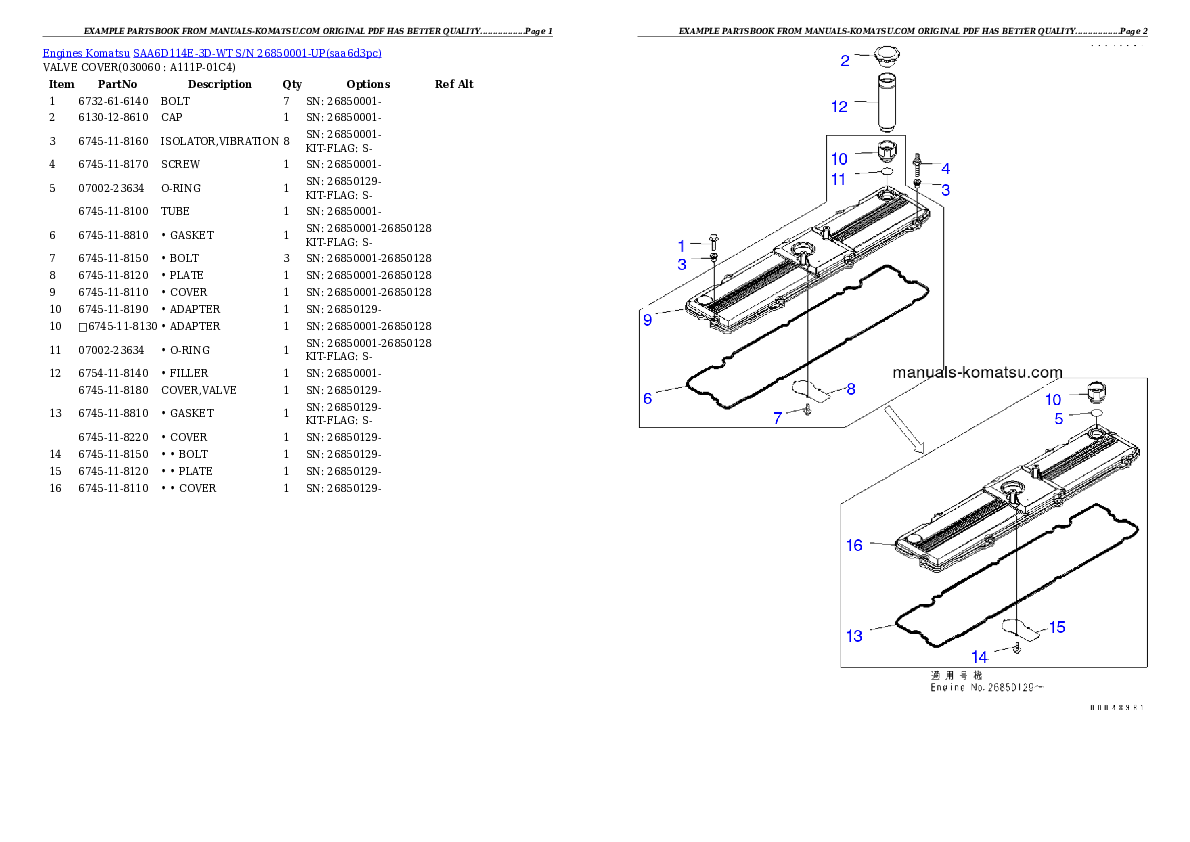 Protected: SAA6D114E-3D-WT S/N 26850001-UP Partsbook
