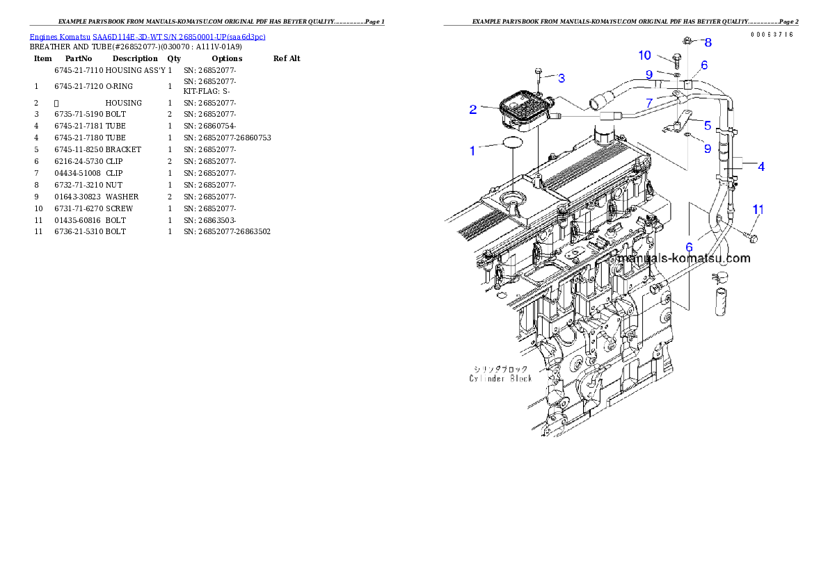 Protected: SAA6D114E-3D-WT S/N 26850001-UP Partsbook