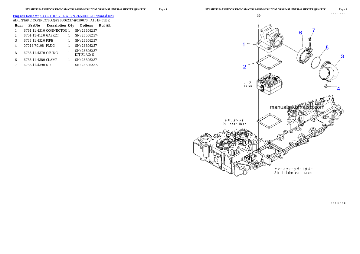 Protected: SAA6D107E-1H-W S/N 26500006-UP Partsbook