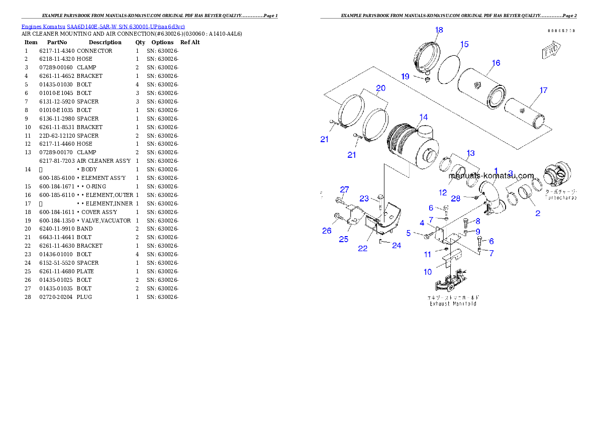 Protected: SAA6D140E-5AR-W S/N 630001-UP Partsbook