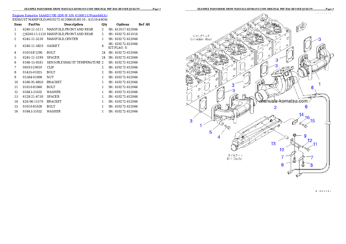Protected: SAA6D170E-5DR-W S/N 610001-UP Partsbook