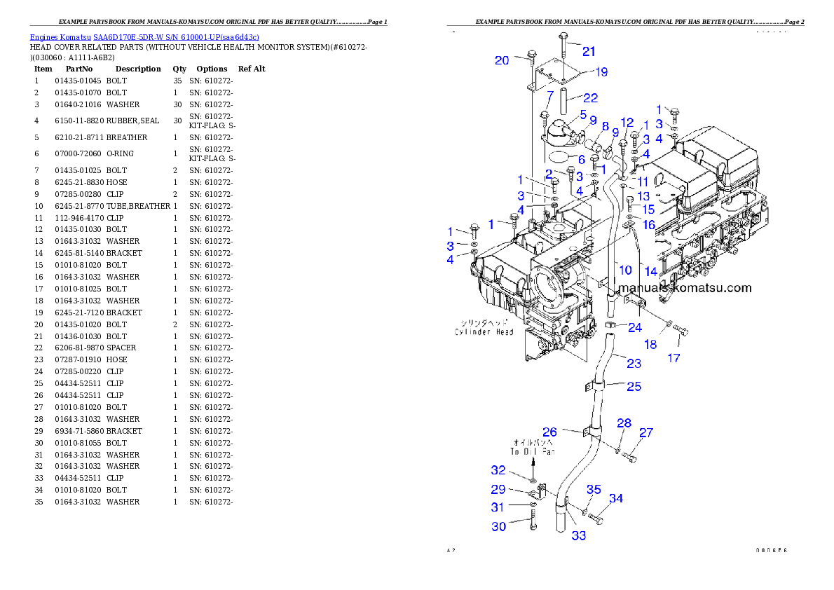 Protected: SAA6D170E-5DR-W S/N 610001-UP Partsbook