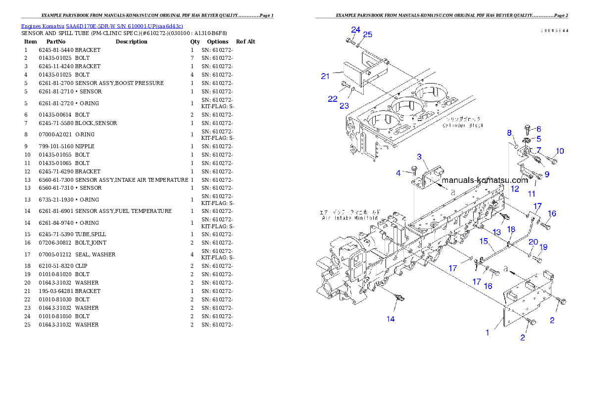 Protected: SAA6D170E-5DR-W S/N 610001-UP Partsbook
