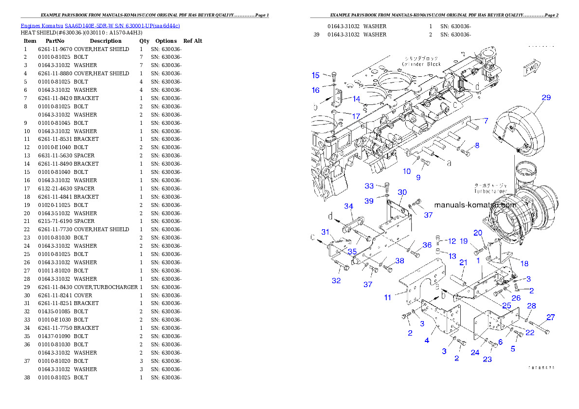 Protected: SAA6D140E-5DR-W S/N 630001-UP Partsbook
