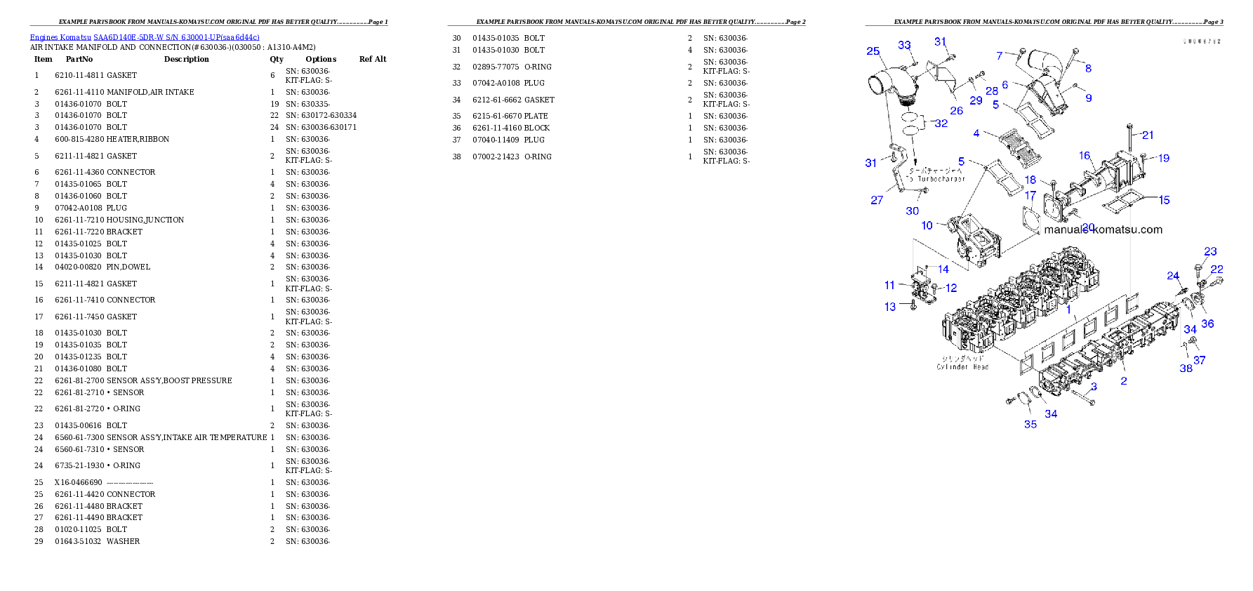 Protected: SAA6D140E-5DR-W S/N 630001-UP Partsbook