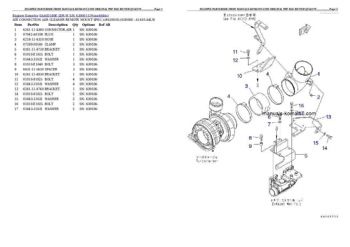 Protected: SAA6D140E-5DR-W S/N 630001-UP Partsbook