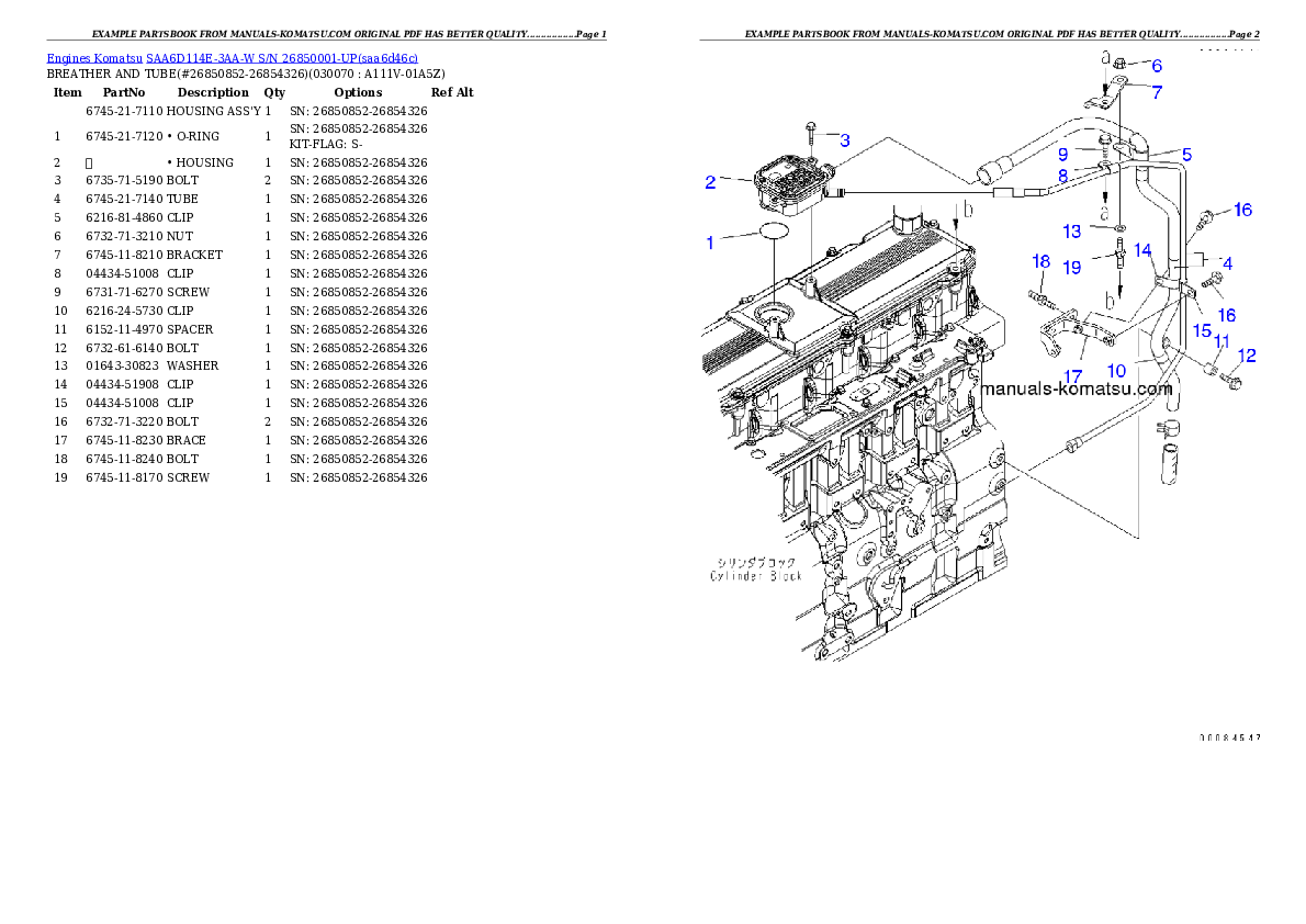 Protected: SAA6D114E-3AA-W S/N 26850001-UP Partsbook