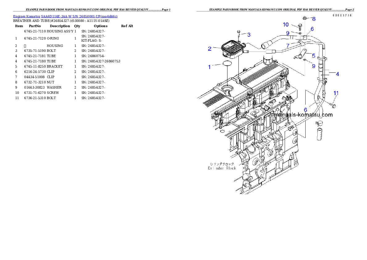 Protected: SAA6D114E-3AA-W S/N 26850001-UP Partsbook