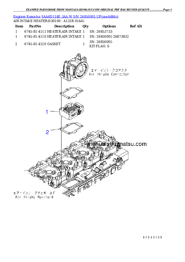 Protected: SAA6D114E-3AA-W S/N 26850001-UP Partsbook