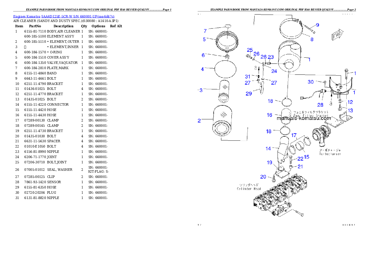Protected: SAA6D125E-5CR-W S/N 660001-UP Partsbook