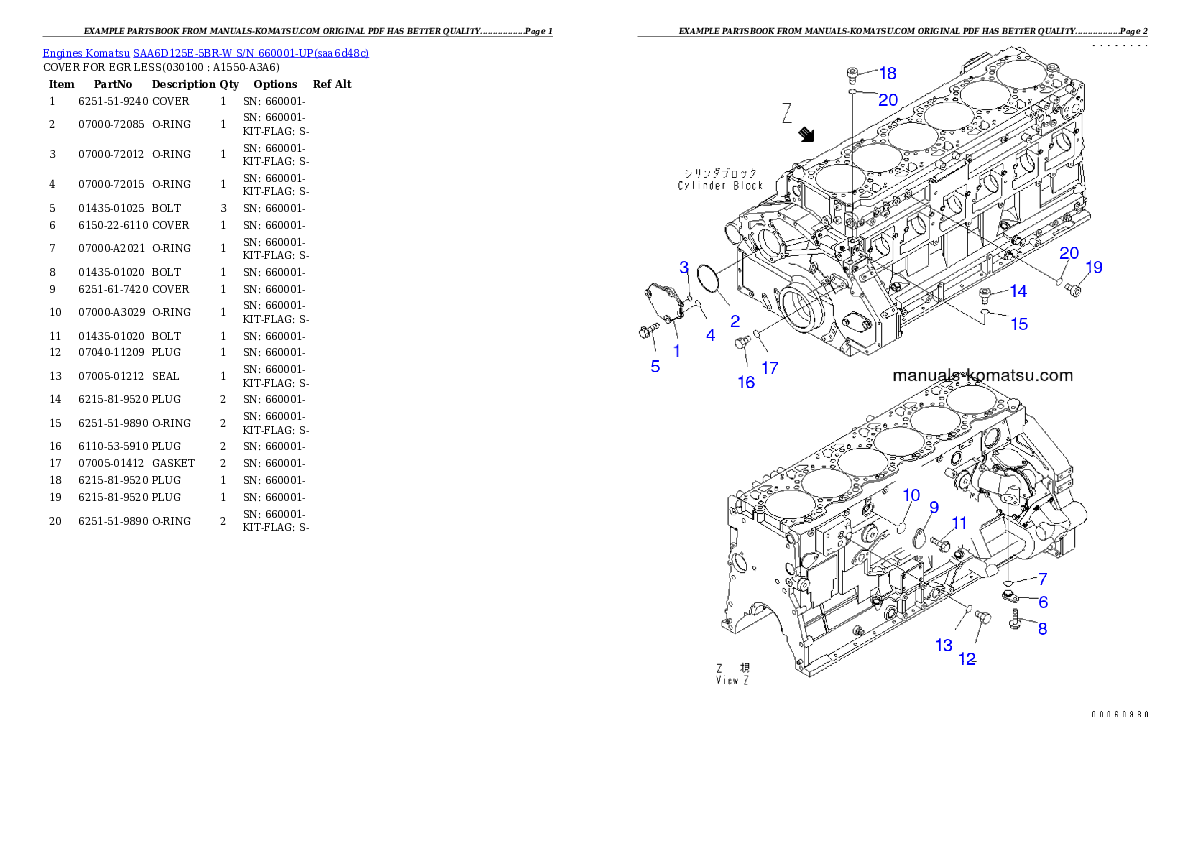Protected: SAA6D125E-5BR-W S/N 660001-UP Partsbook
