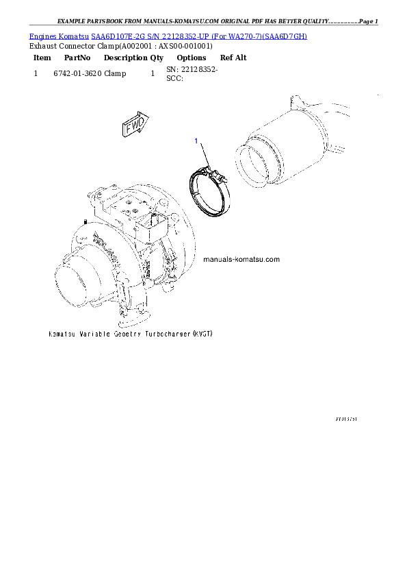 Protected: SAA6D107E-2G S/N 22128352-UP (For WA270-7) Partsbook