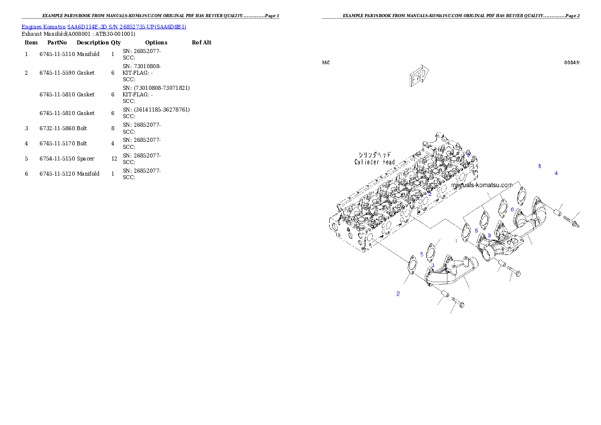 Protected: SAA6D114E-3D S/N 26852735-UP (For PC300-8/PC350LC-8) Partsbook