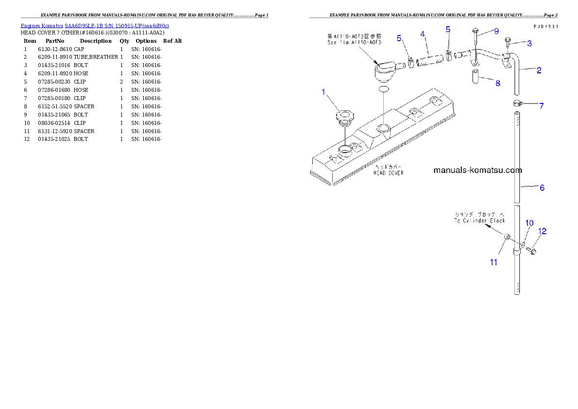 Protected: SAA6D95LE-1B S/N 150915-UP Partsbook