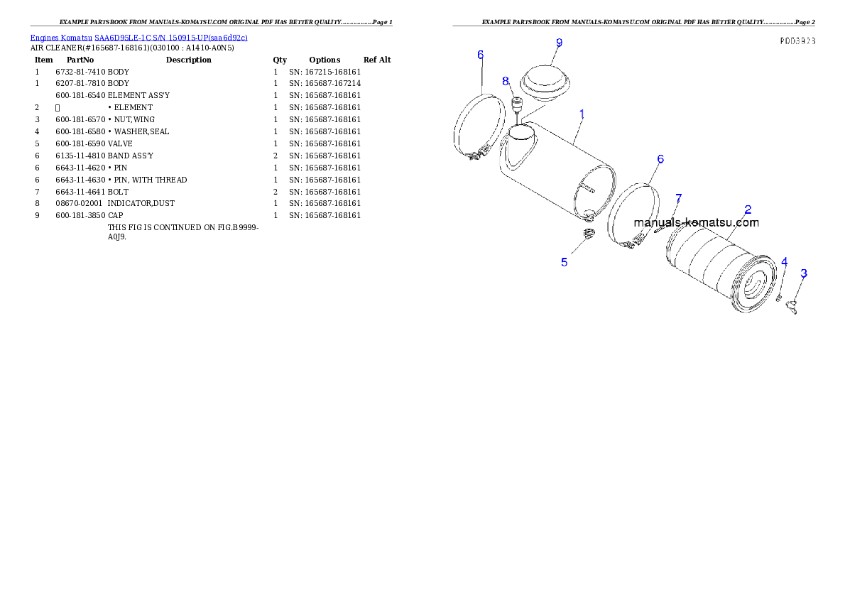 Protected: SAA6D95LE-1C S/N 150915-UP Partsbook