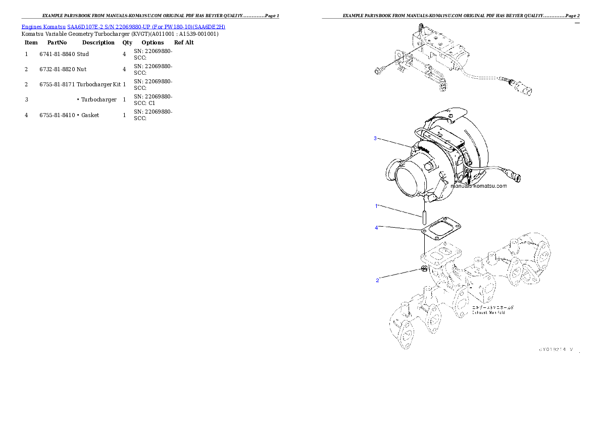 Protected: SAA6D107E-2 S/N 22069880-UP (For PW180-10) Partsbook