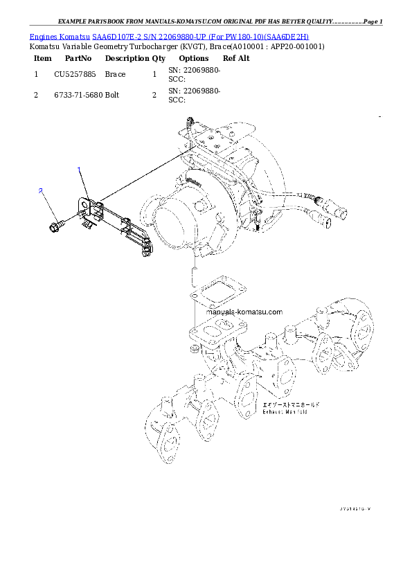 Protected: SAA6D107E-2 S/N 22069880-UP (For PW180-10) Partsbook