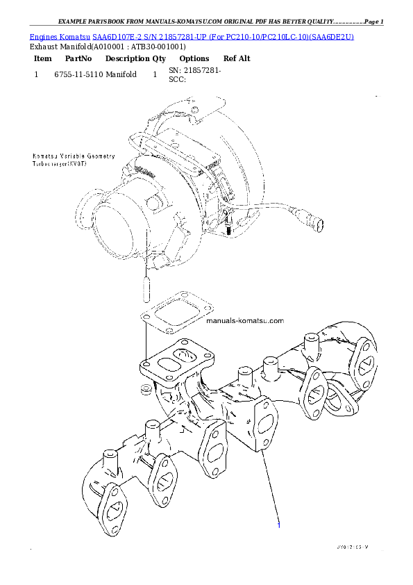Protected: SAA6D107E-2 S/N 21857281-UP (For PC210-10/PC210LC-10) Partsbook